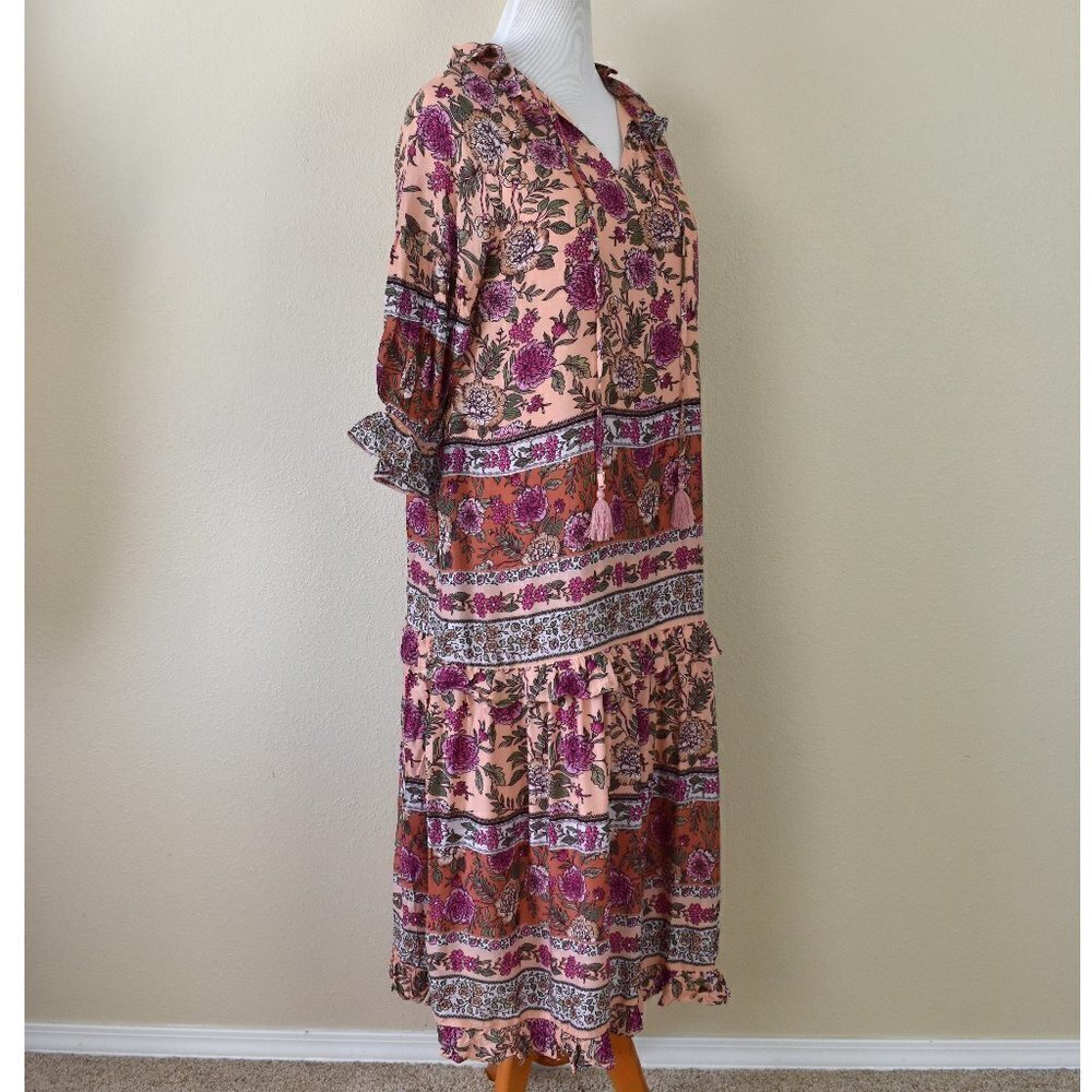 BTFL-LIFE Border Print Tiered Dress Large - Picture 6 of 7